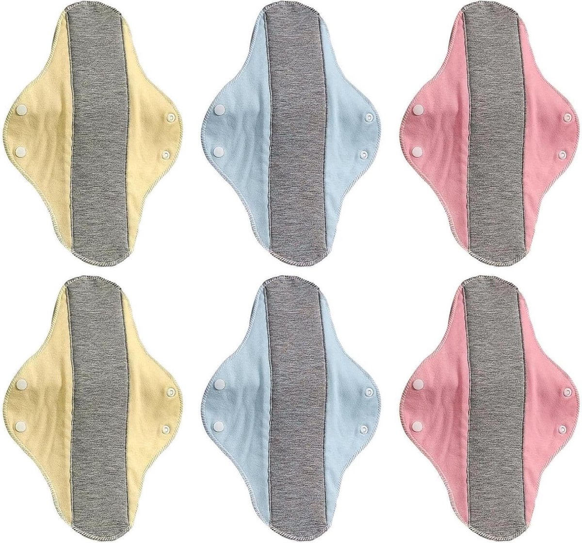 Herbruikbaar Maandverband - Wasbaar Menstruatiekussen - Duurzame Hygiëne - Meerlaags Absorptiesysteem - 6 stuks - Blauw Geel (Willekeurig)