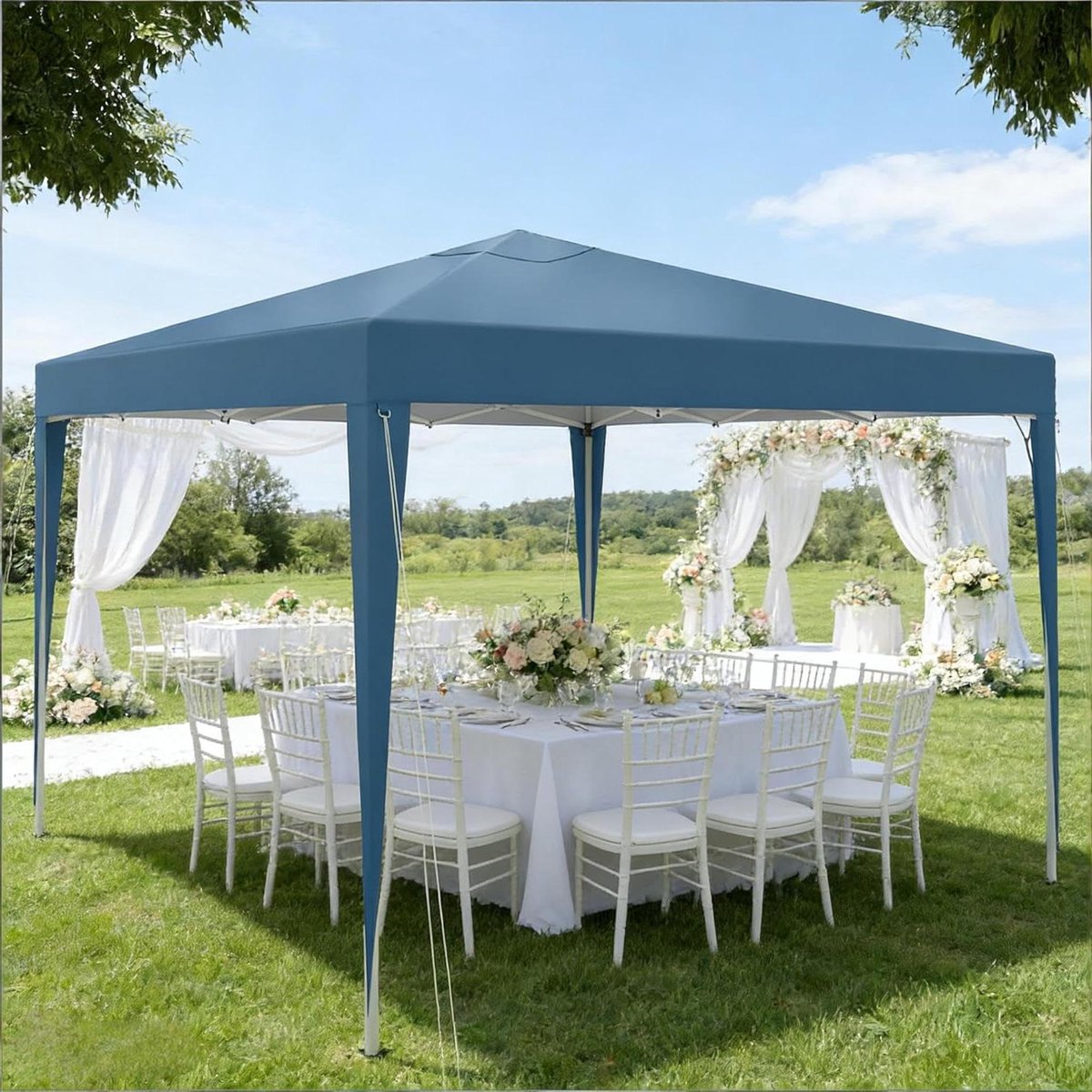 Tuinpaviljoen Pop-up - Partytent Gazebo - Feest Buiten - Waterdicht UV-bescherming - 3 x 3 m - Lichtgeel