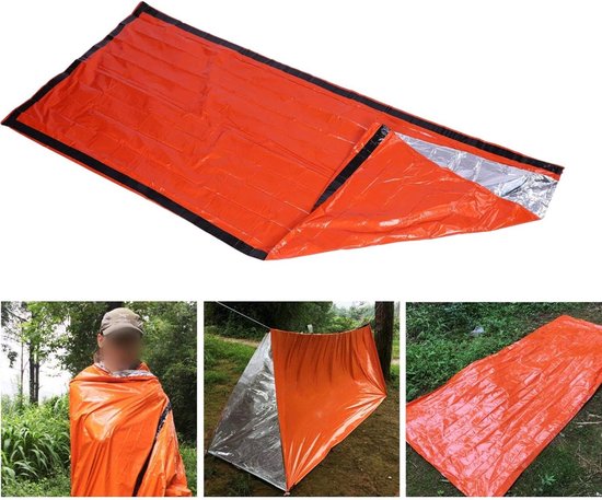 Nood Slaapzak - Survival Slaapzak Thermische Zak - Outdoor Overleving - Waterdicht en Koudebestendig - 200 x 90 cm - Oranje — afbeelding 4
