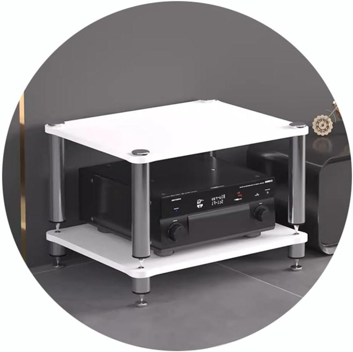 Audio Rack - Speaker Stand - Home Theater - Schokabsorberende Voeten - 3 Lagen - Wit