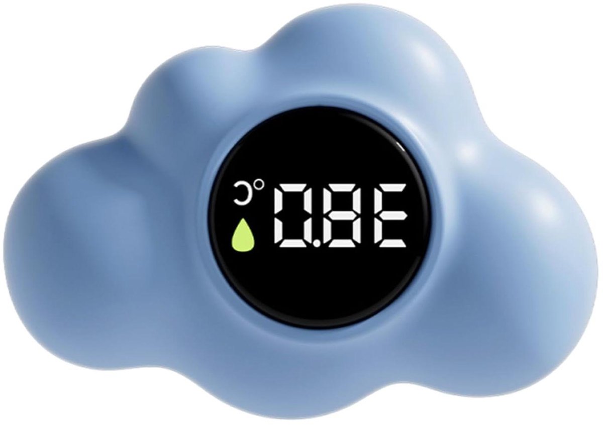 Badthermometer Wolk - Waterthermometer Baby - Veilig Baden - Automatische Start - 13 cm - Blauw