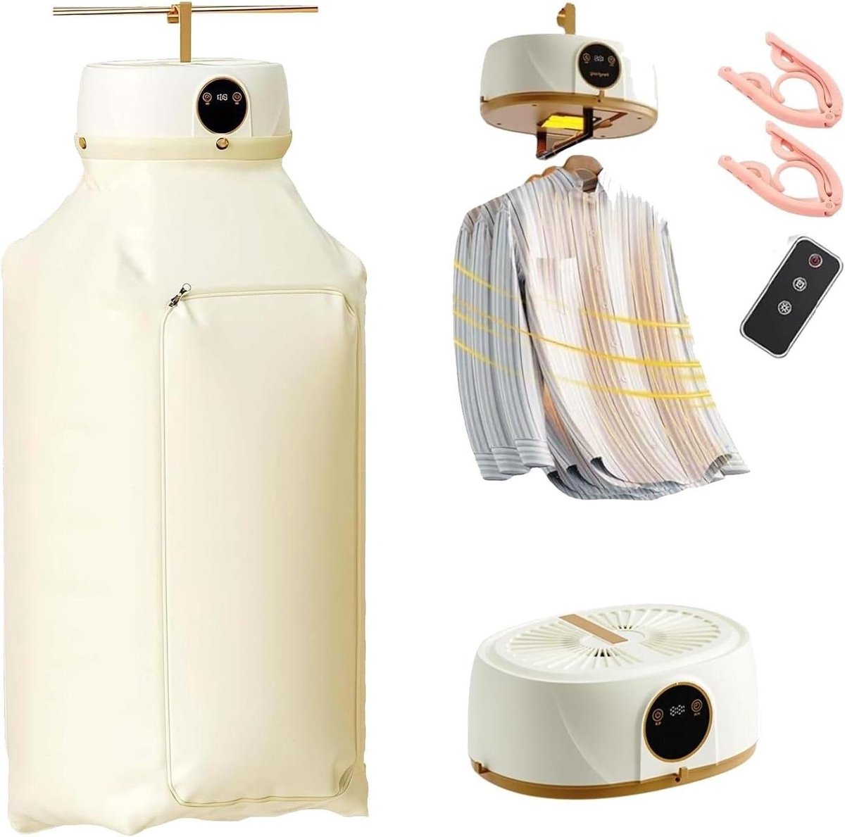 Automatische Strijkmachine - Stoomstrijkijzer Draadloos - Kreukels Verwijderen - Draadloze Verticale Stoom - 1.1 kg - Wit