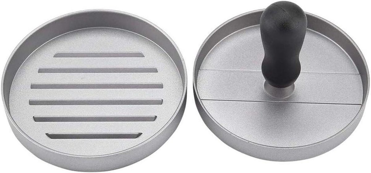 Burgerpers - Pasteitjes maker - Burgers maken - Antiaanbaklaag - 13 x 13 x 5 cm - Zilver