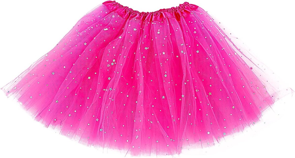 Elegante Tulle Rok met Pailletten en Sterren voor Dames in Roze - One Size, Perfect voor Feestjes en Speciale Gelegenheden
