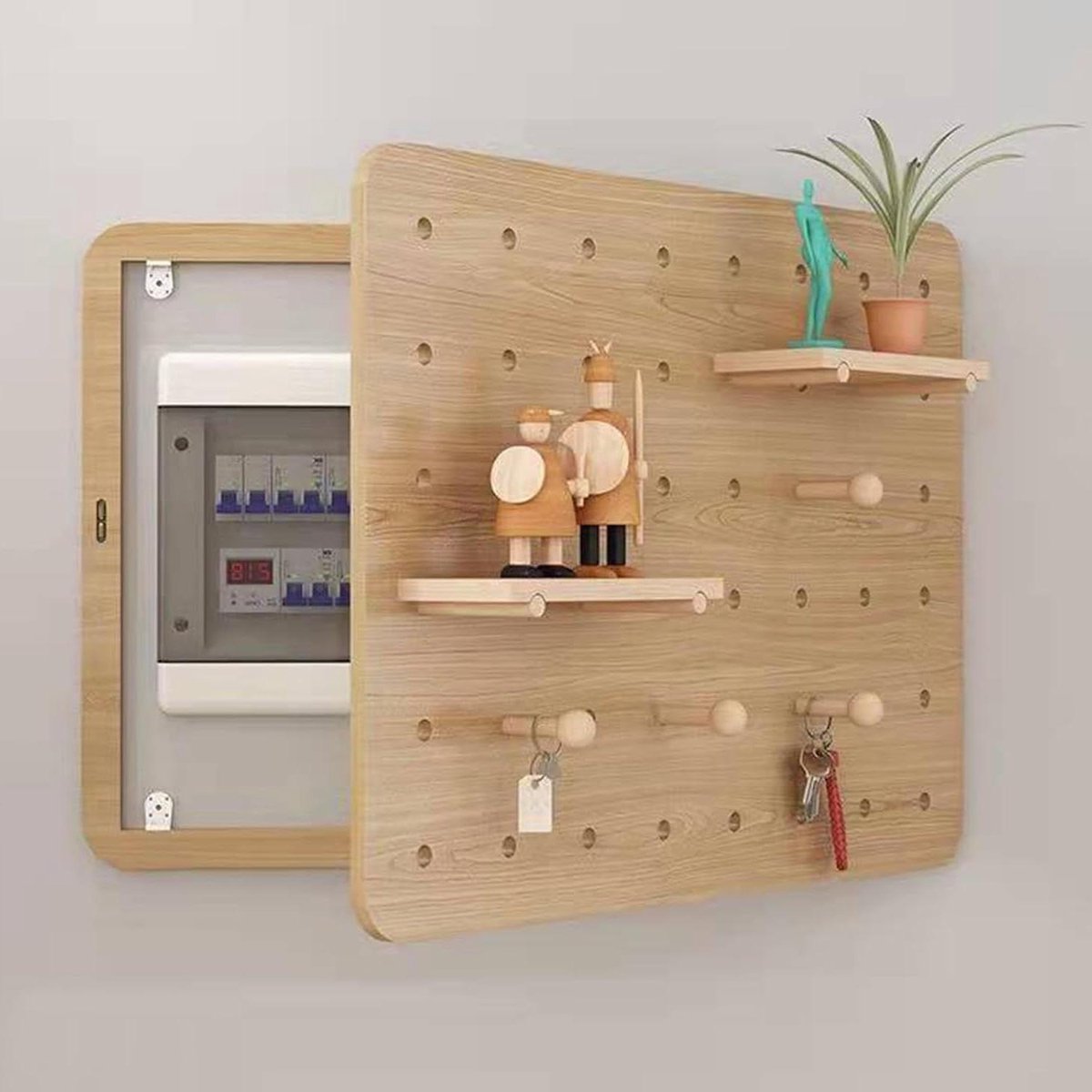 Meterkast Afdekking - Zekeringkast Cover - Wand Decoratie - Verborgen Prikbord - 35 x 25 cm - Houtkleur