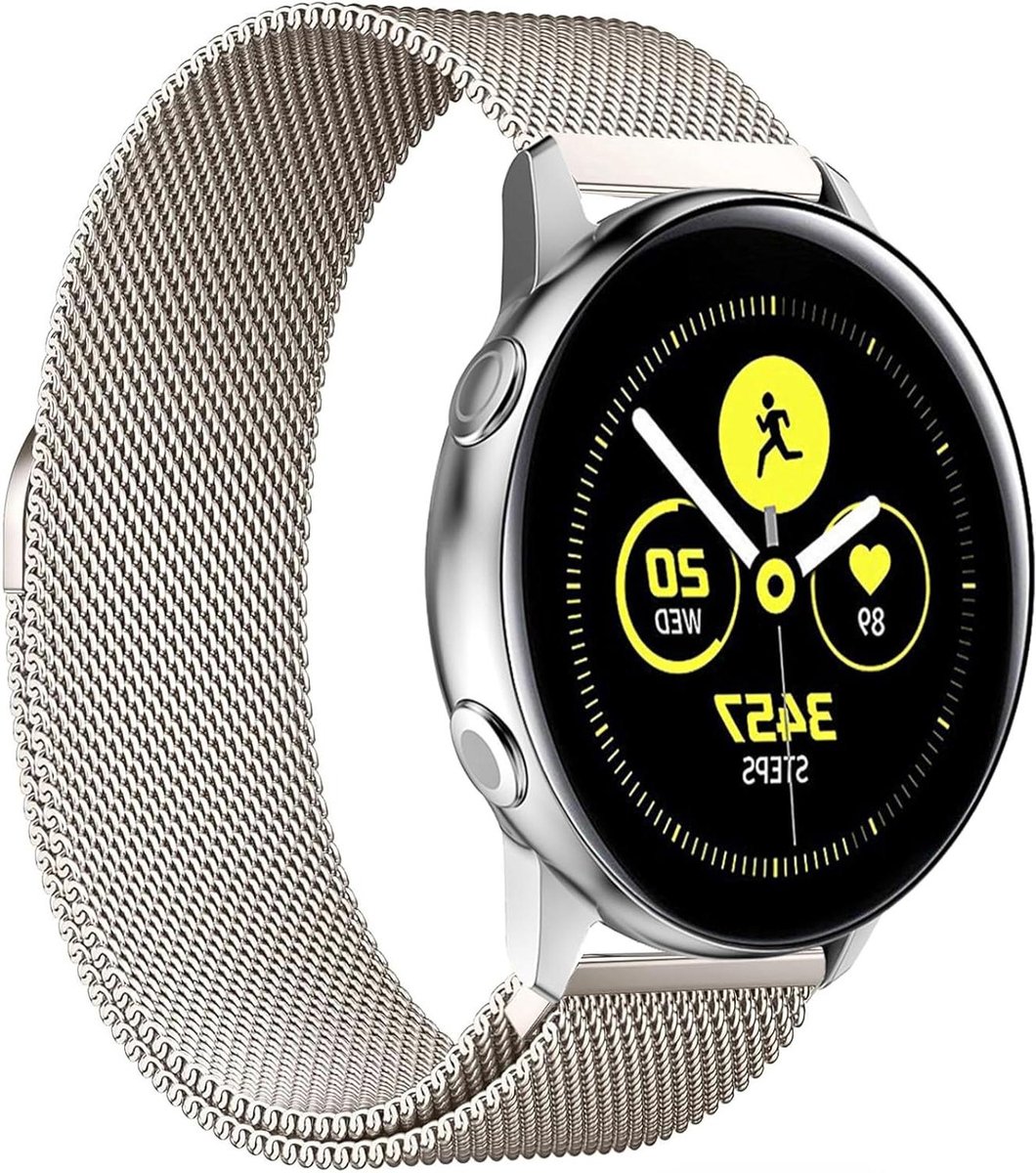 Reservearmband Smartwatch - Horlogeband Metaal - Smartwatch Personaliseren - Verstelbaar Magnetisch - 20mm - Zilverkleurig