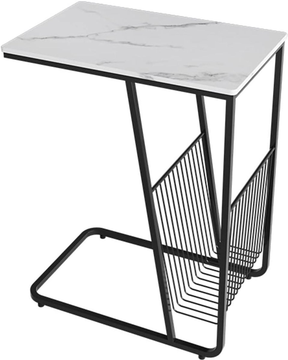 Bijzettafel - C-vormige tafel - Woonkamer decoratie - Met opbergmand - 61 cm - Groen