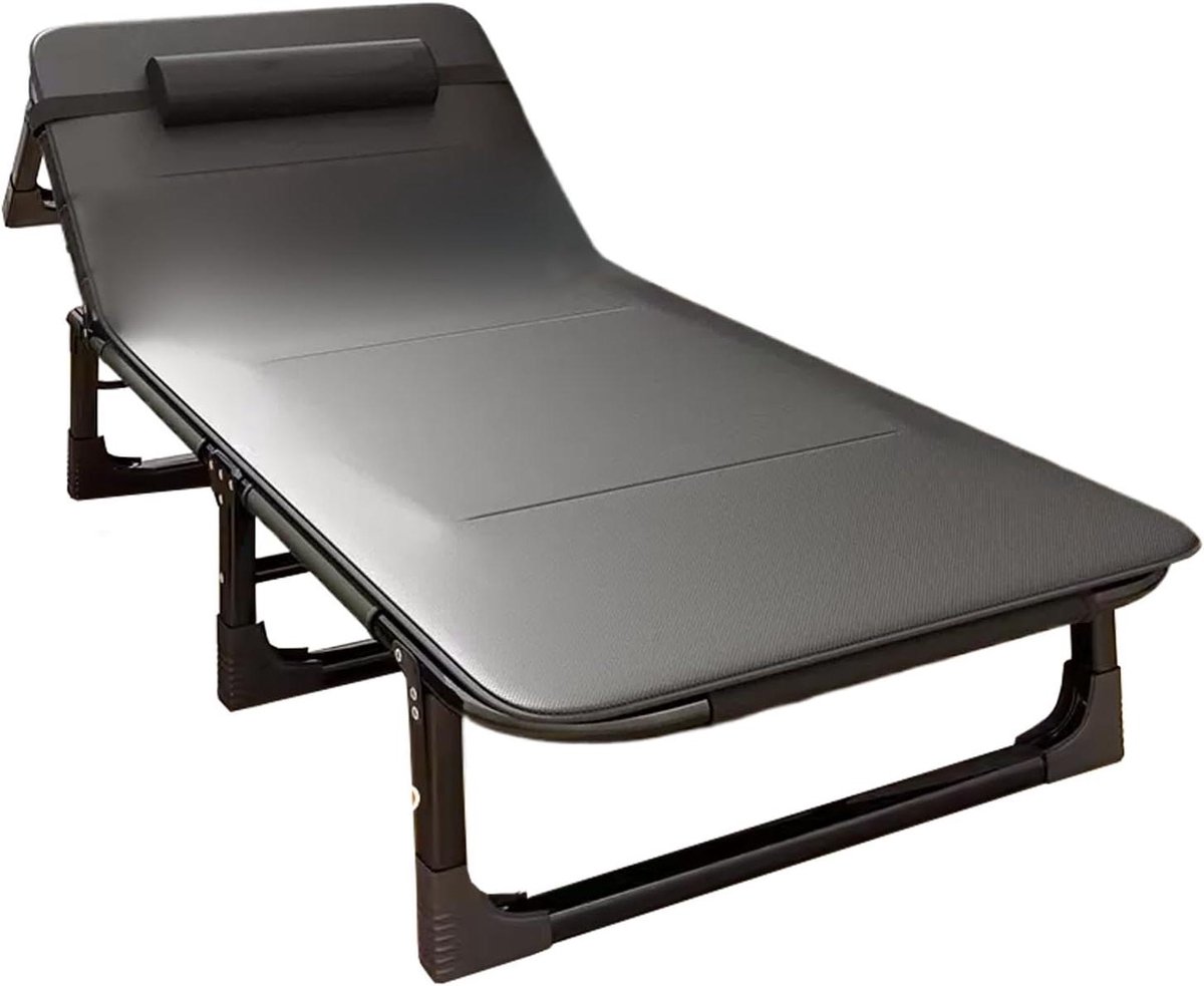 Opvouwbaar Bed - Campingbed Gastenbed - Comfortabel Slapen - Verstelbare Rugleuning - 190x75cm - Zwart