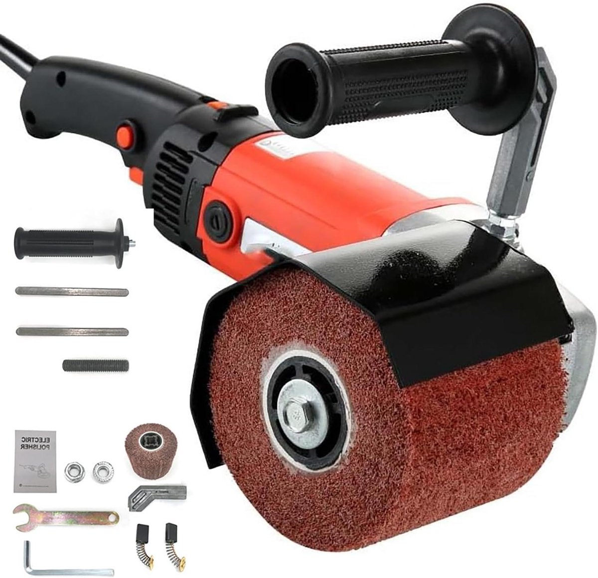 Elektrische polijstmachine - Draadtrekker - Metaal polijsten - 1400W koperen motor - 120mm borstel - Grijs