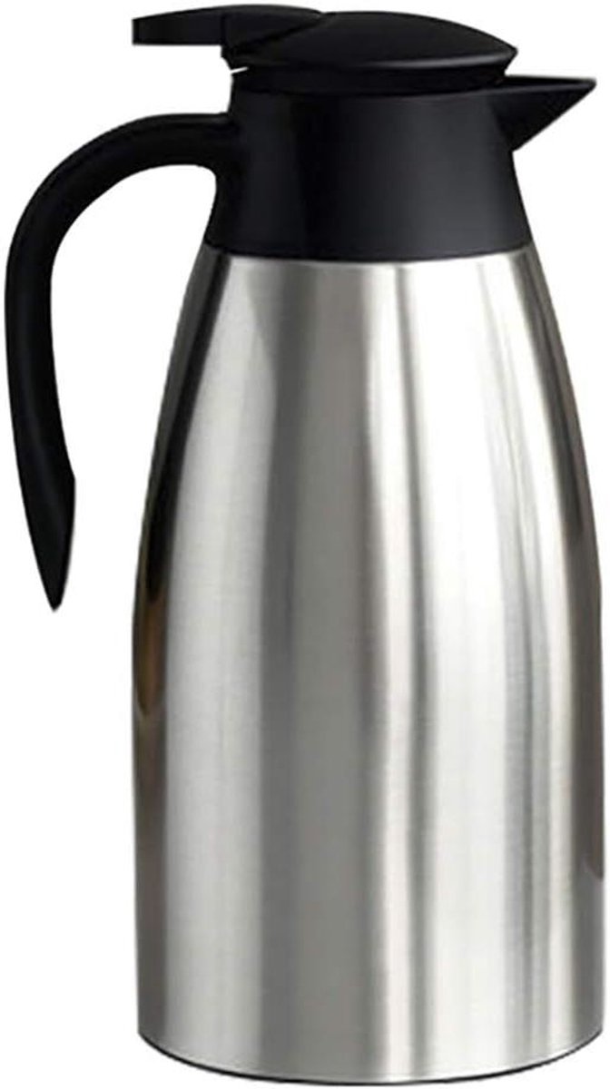 Koffiekaraf Thermoskan - Isolatiekan Drank - Dranken Warm Houden - Dubbelwandige Isolatie - 2 Liter - Zilver