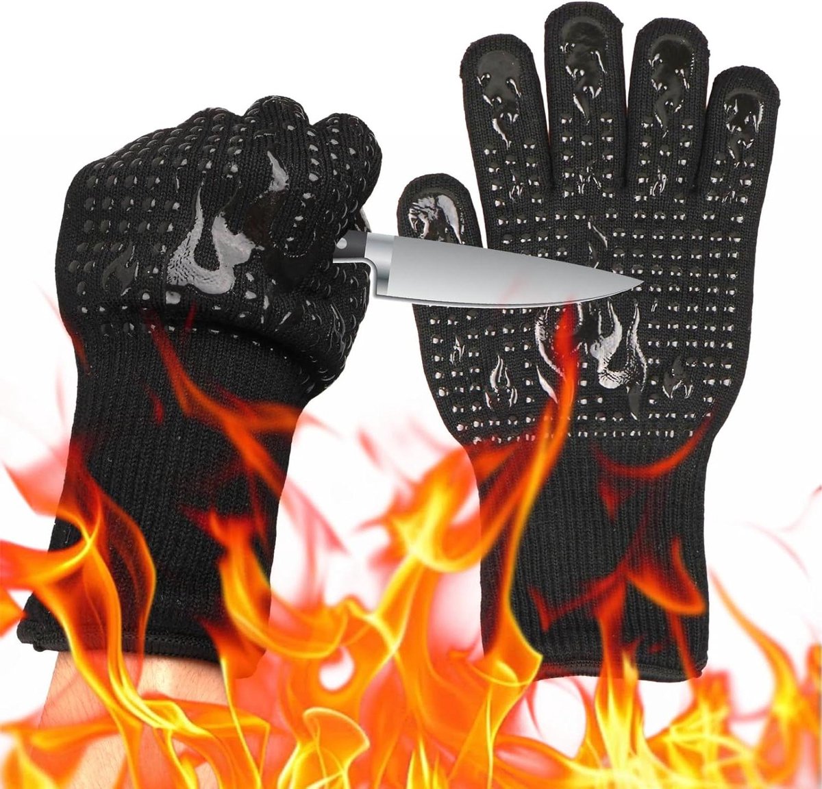 Hittebestendige handschoenen - Keuken ovenwanten - Veilig koken - Extreme temperatuur bescherming - 2 stuks - Zwart