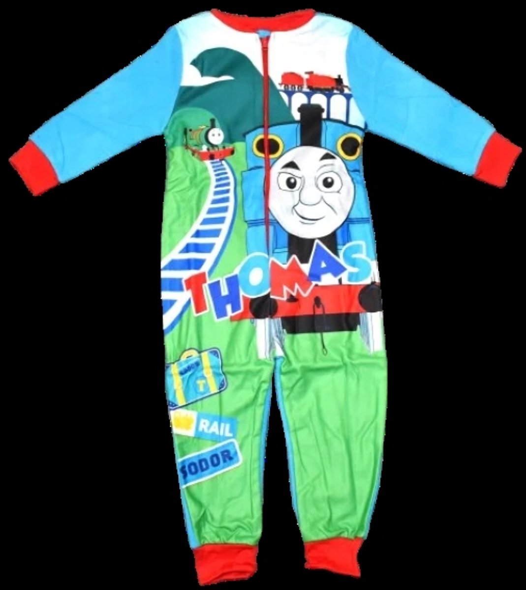 Thomas de Trein - Onesie - Maat 98/104 - Thomas de Stoomlocomotief - Pyjama - Huispak