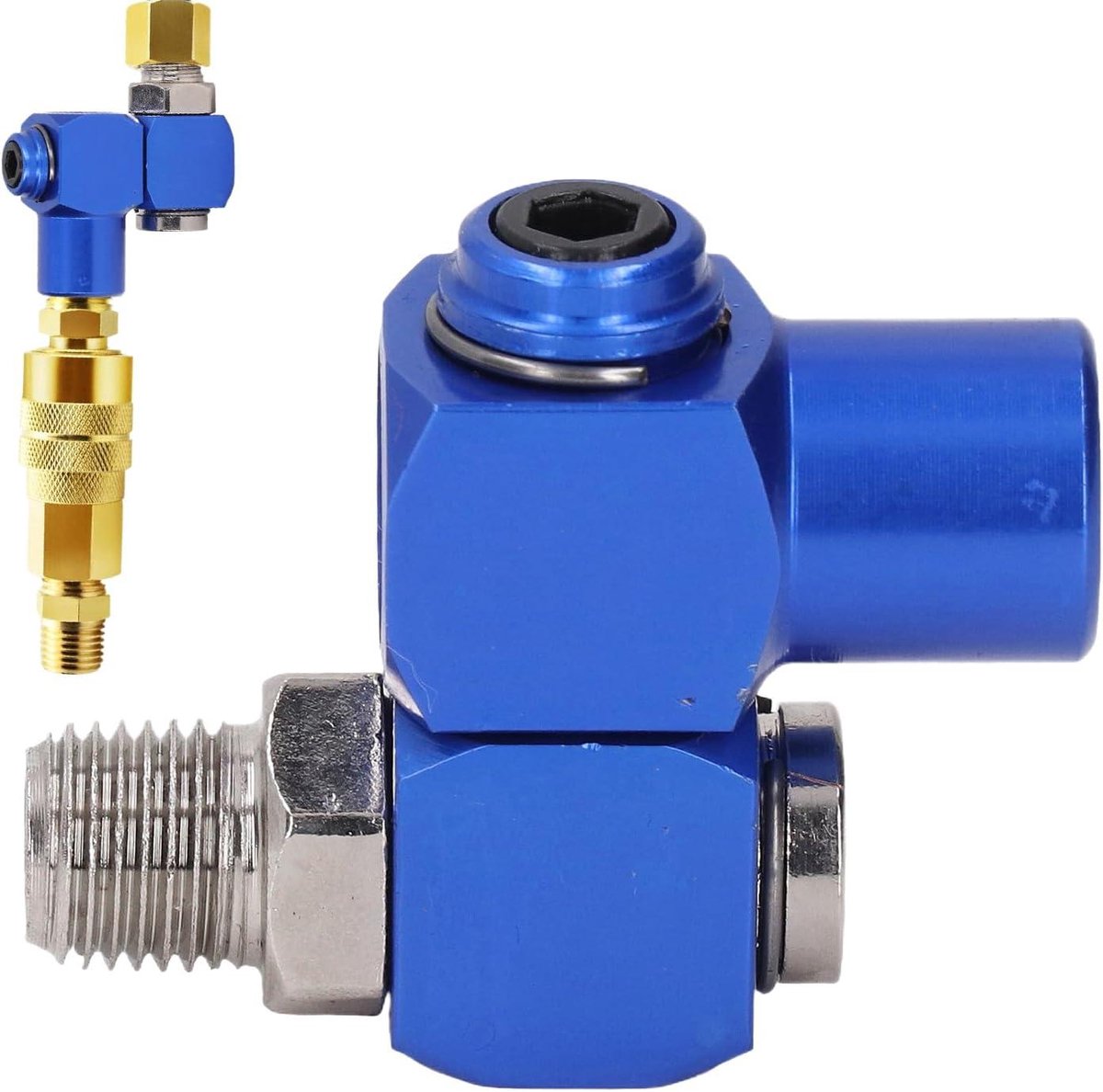 Luchtfittingen Adapter - Luchtkoppelingen Gereedschap - Efficiënt Aansluiten - 360 Graden Zwenkmechanisme - 50 x 40 x 20 mm - Aluminium