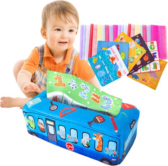 Babyspeelgoed Tissue Box - Zachte Sjaal Doos - Sensorische Ontwikkeling - Ratelend Papier Geluid — afbeelding 5