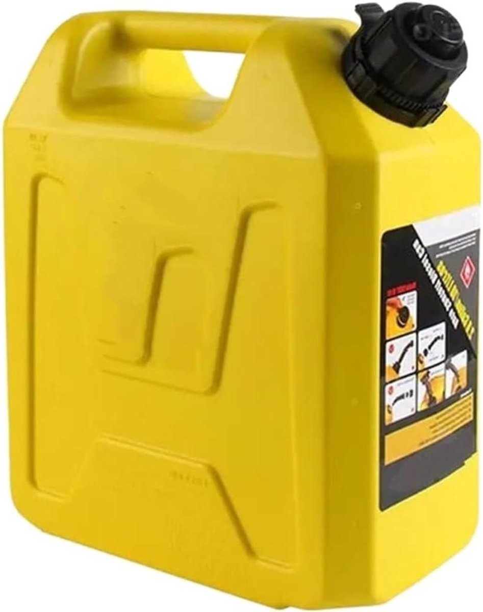 Brandstoftank Jerrycan - Reserve Brandstof Container - Back-up Brandstof Opslag - Morsbestendig Ontwerp - 5L - Geel