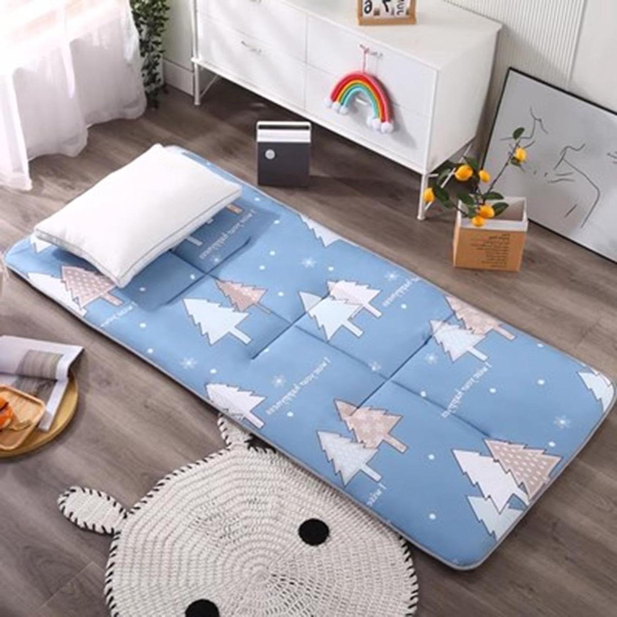 Oprolbare Matras - Slaapmat Futon - Comfortabel Slapen - Huidvriendelijk Katoen - 90x200cm - C