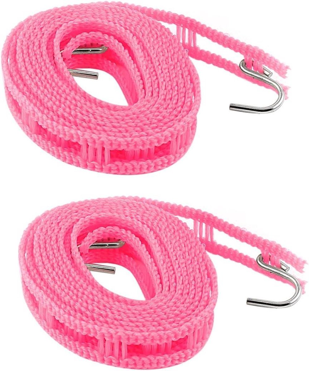 Waslijn touw - Kledinglijn drooglijn - Kleding drogen - Antislip ontwerp - 2 meter - Roze