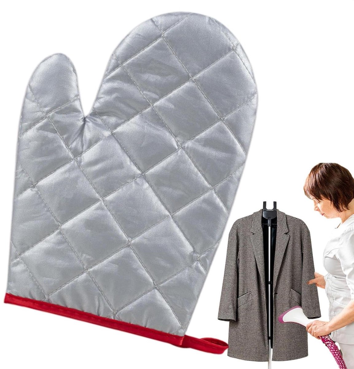Kledingstomer handschoenen - Stoomhandschoenen strijk - Kleding gladstrijken - Efficiënte warmte-isolatie - 23 x 13 cm - Verzilverd