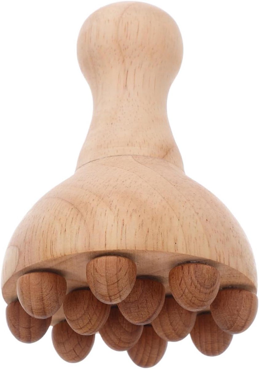 Houten Massage Roller - Meridiaan Borstel - Spierontspanning Bevorderen - Met Massageknoppen - 12 x 8.2 x 8.2 cm - Houtkleur