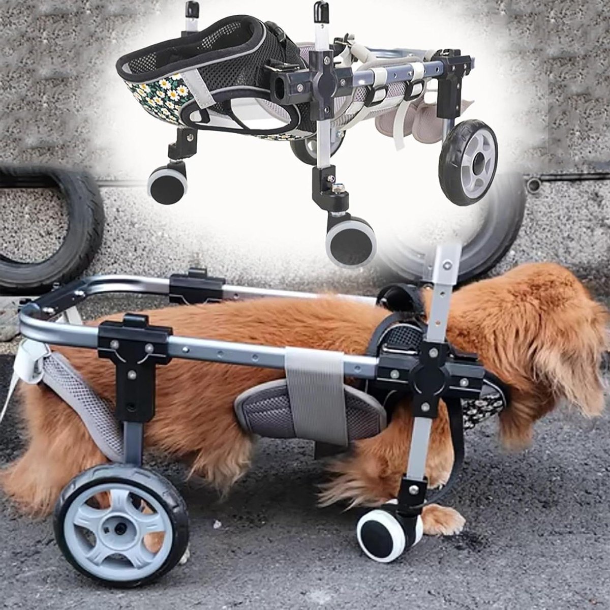 Hondenrolstoel - Hulpmiddel Hond - Mobiliteit Verbeteren - Verstelbaar Ontwerp - 4 Wielen - Niet gespecificeerd