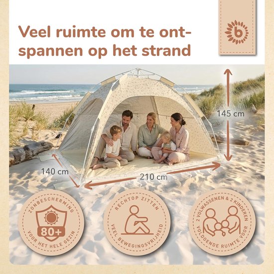 Strandtent Pop-up - Zonnetent Schuilplek - Strand Bescherming - Quick-Up Systeem - XXL - Vintage Flowers — afbeelding 2