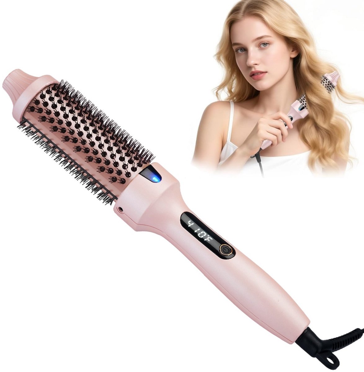 Multifunctionele Haarstijlborstel (2-in-1) - Elektrische Krulborstel met Keramische Coating - Geschikt voor Krullen - Steilen Haar en Inklapjes - Anti-Scald en Temperatuur Instelbaar