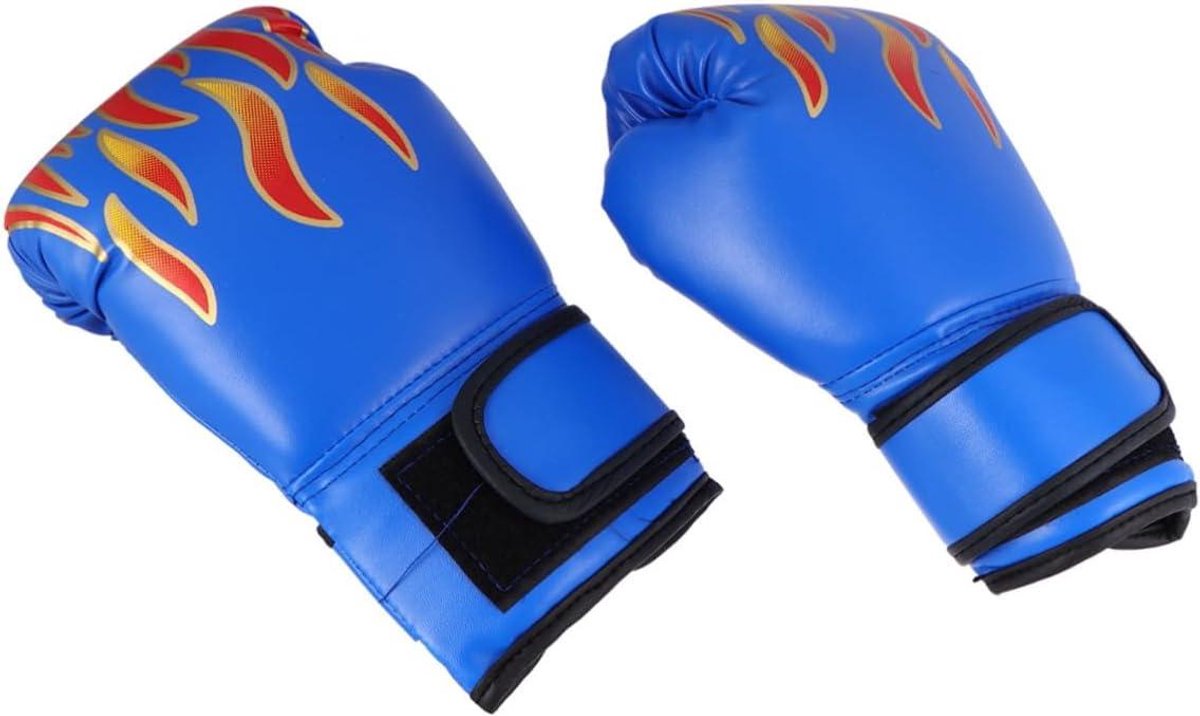 Bokshandschoenen Kinderen - Trainingshandschoenen Vechtsport - Kickboksen Oefenen - Verstelbare Klittenbandsluiting - 21.5 x 10 cm - Blauw