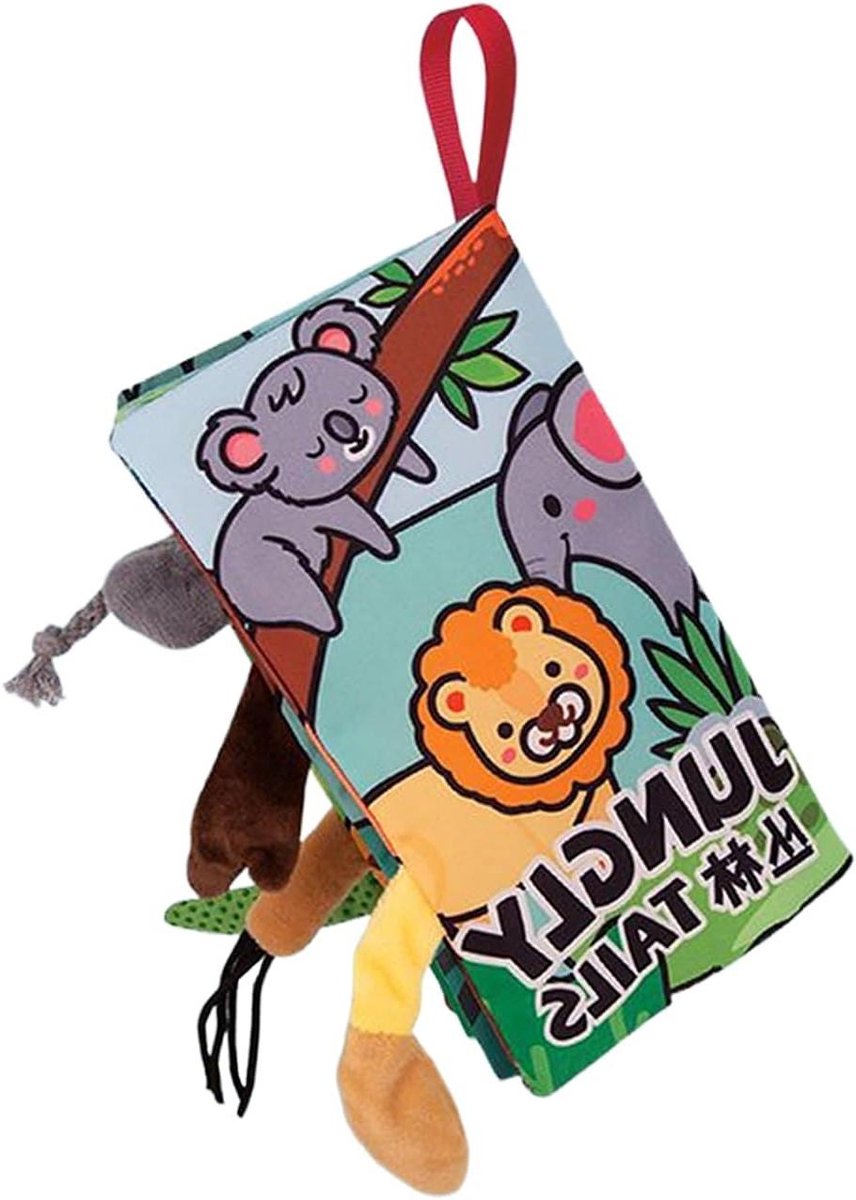 Stoffen Babyboekjes - Activiteitenboek Peuter - Vroege Educatie - Baby Veilig Materiaal - 13.7 x 21.2 cm - Jungle