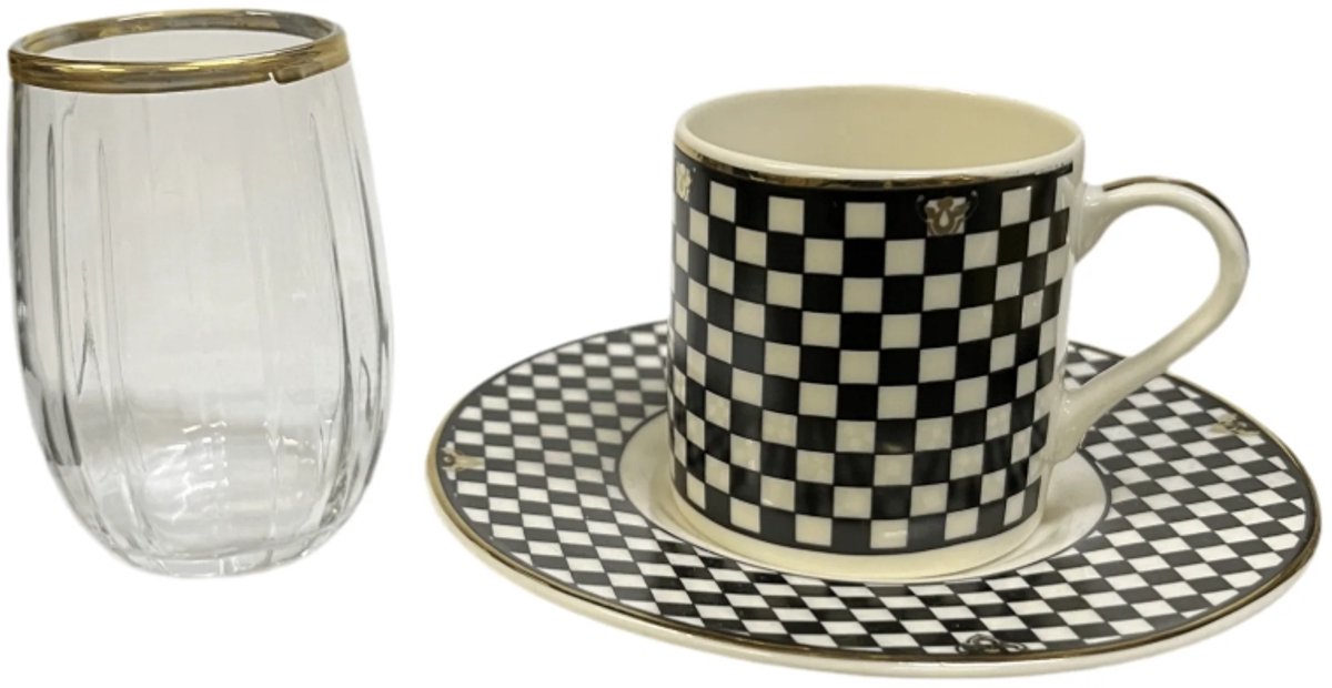 Espresso/Turkse koffieset met dienblad en glas