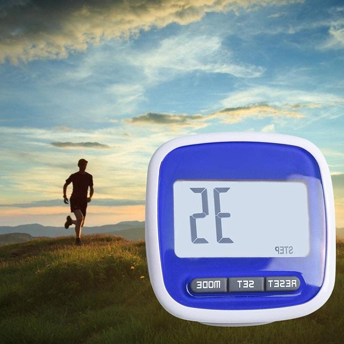 Stappenteller - Pedometer Fitness Tracker - Wandelen Fitness - 3D Sensor Nauwkeurig - 6 x 6 x 4 cm - Blauw