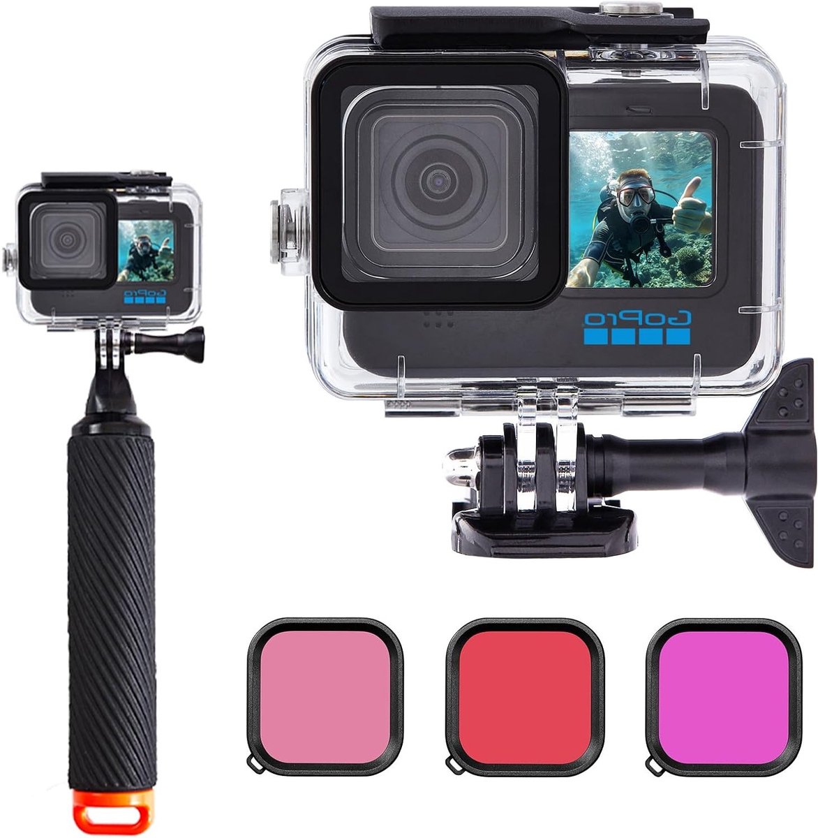 Waterdichte Beschermcase voor Actiecamera's, Onderwater Drijvende Handgreep, Geschikt voor Hero 9/10/11/12, Duiken, Fotografie, Avontuur