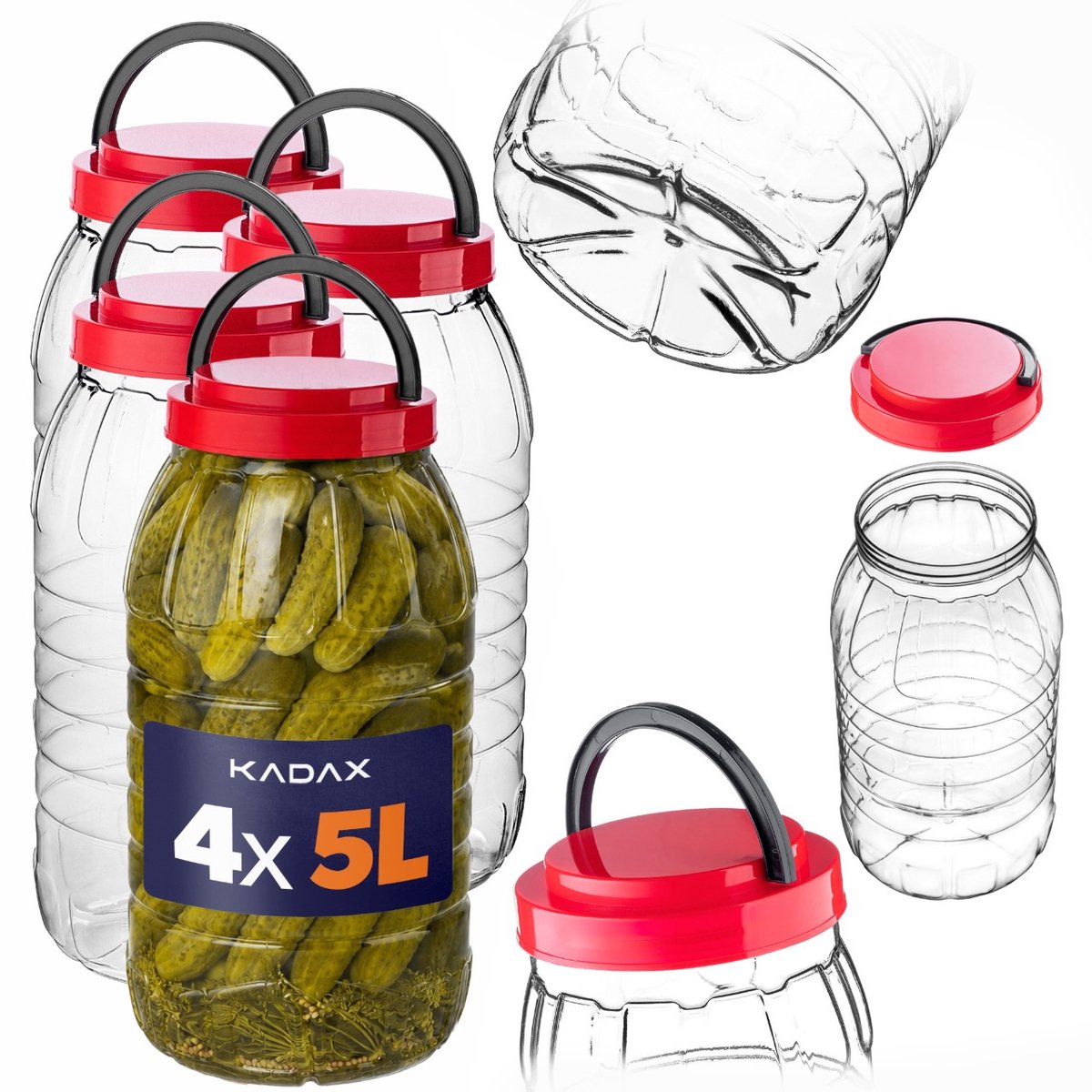 KADAX PET multifunctionele pot met deksel 5L verpakking van 4 stuks