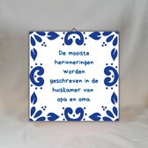 Cadeau Papi et Mamie – Carreau Delft bleu salon – Carreaux avec texte amour – 15x15 cm