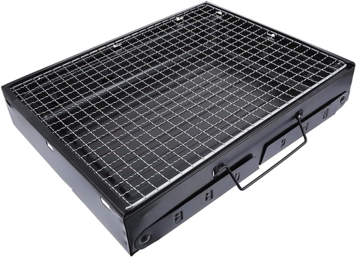 Opvouwbare Grill - Compacte BBQ - Buiten Koken - Stalen Constructie - 35 cm - Zwart