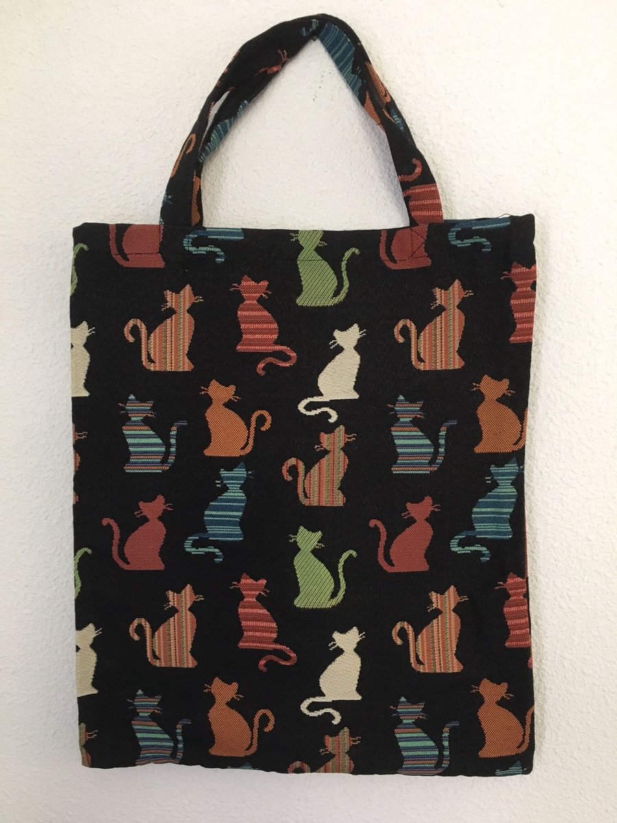Boodschappentas Cheeky Cat - Katten - Kat - Zwarte achtergrond