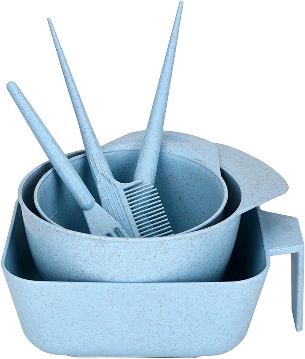 Haarverf Kom - Borstel Set - Haar Kleuren - Herbruikbare Materialen - 6 Delig - Blauw