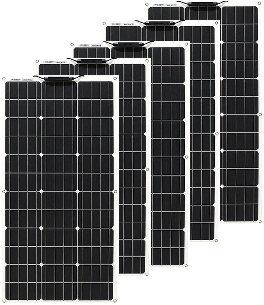 Flexibel Zonnepaneel - Zonnecel Set - Accu Opladen - Monokristallijn Silicium - 500W 5 Stuks - Zwart