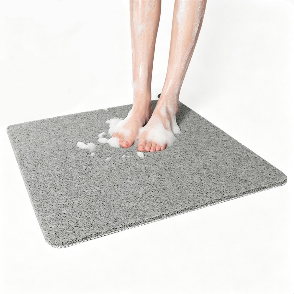 PVC Douchemat 60x60cm - Anti-Slip Badmat met Open Draadstructuur - Waterdoorlatend en Sneldrogend - Voor Badkamer en Douche - Antislip en Schimmelwerend - Grijs