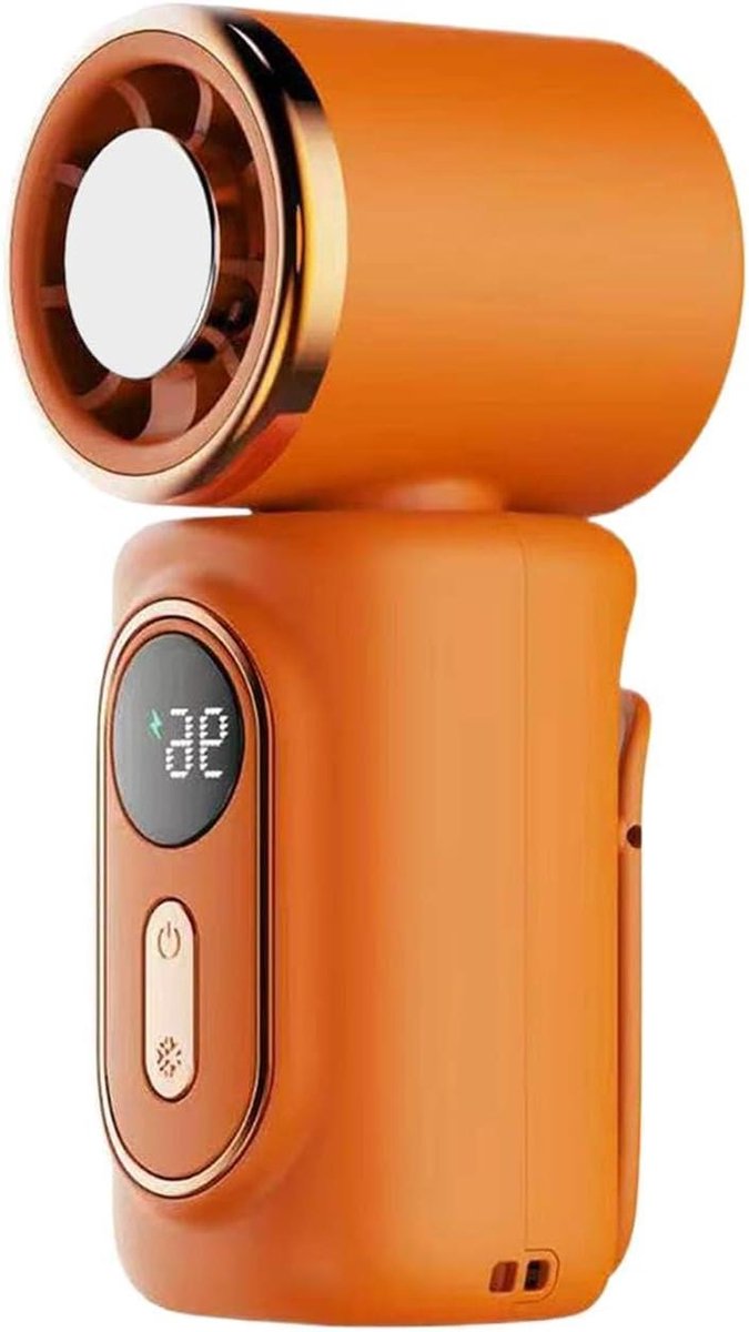Ventilator met klem - Handventilator Oplaadbaar - Persoonlijke Verkoeling - Vijf Snelheden - 4x5x4 cm - Oranje