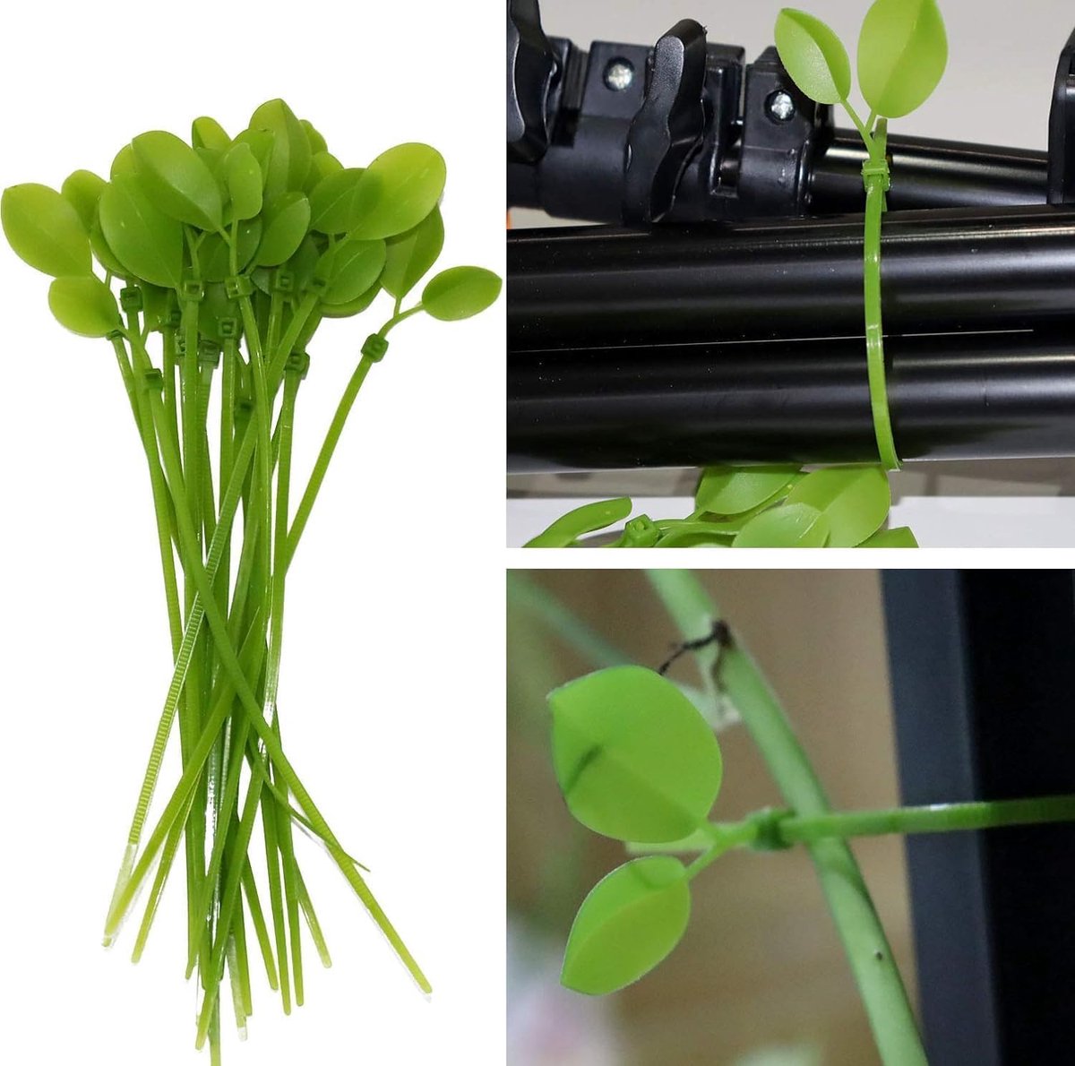 Tuingebonden In Bladvorm - Set Van 200 - Nylon - Zelfsluitend - Voor Planten/Kabels/Decoratie - UV-bestendig Weerbestendig - Voor Thuis/Tuinieren/DIY - Groen - 3x200mm (Incl. Blad) - 200 Stuks