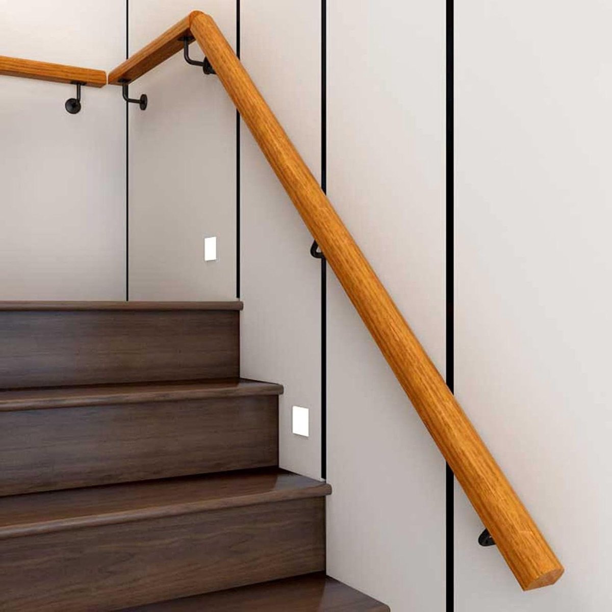 Trapleuning met beugels - Veiligheidsleuning Hout - Veilig Lopen - Massief Hout - 180 cm - Natuurlijk