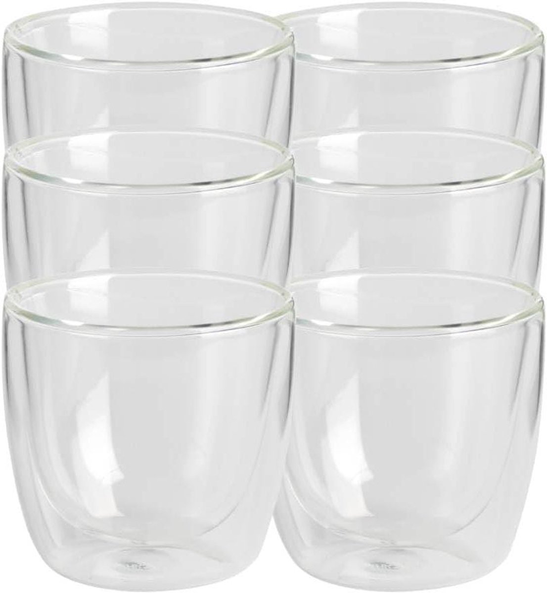 Dubbelwandige Bekers - Glazen Set - Dranken Serveren - Borosilicaatglas - 110 ml - Transparant