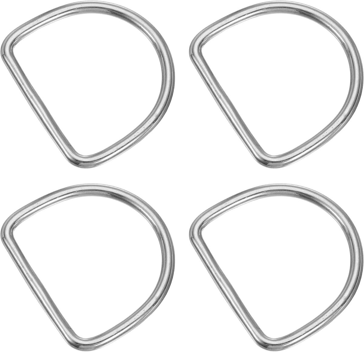 Metalen D-ringen - Solide gespen - Doe-het-zelf projecten - Gelaste sluiting - 4 stuks - Zilverkleurig