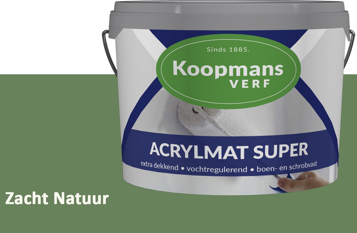 Koopmans Acrylmat Super Matte Muurverf – Professionele Binnenmuurverf en Buitenmuurverf – Reukarm en Afwasbaar – Zacht Natuur – 1 liter