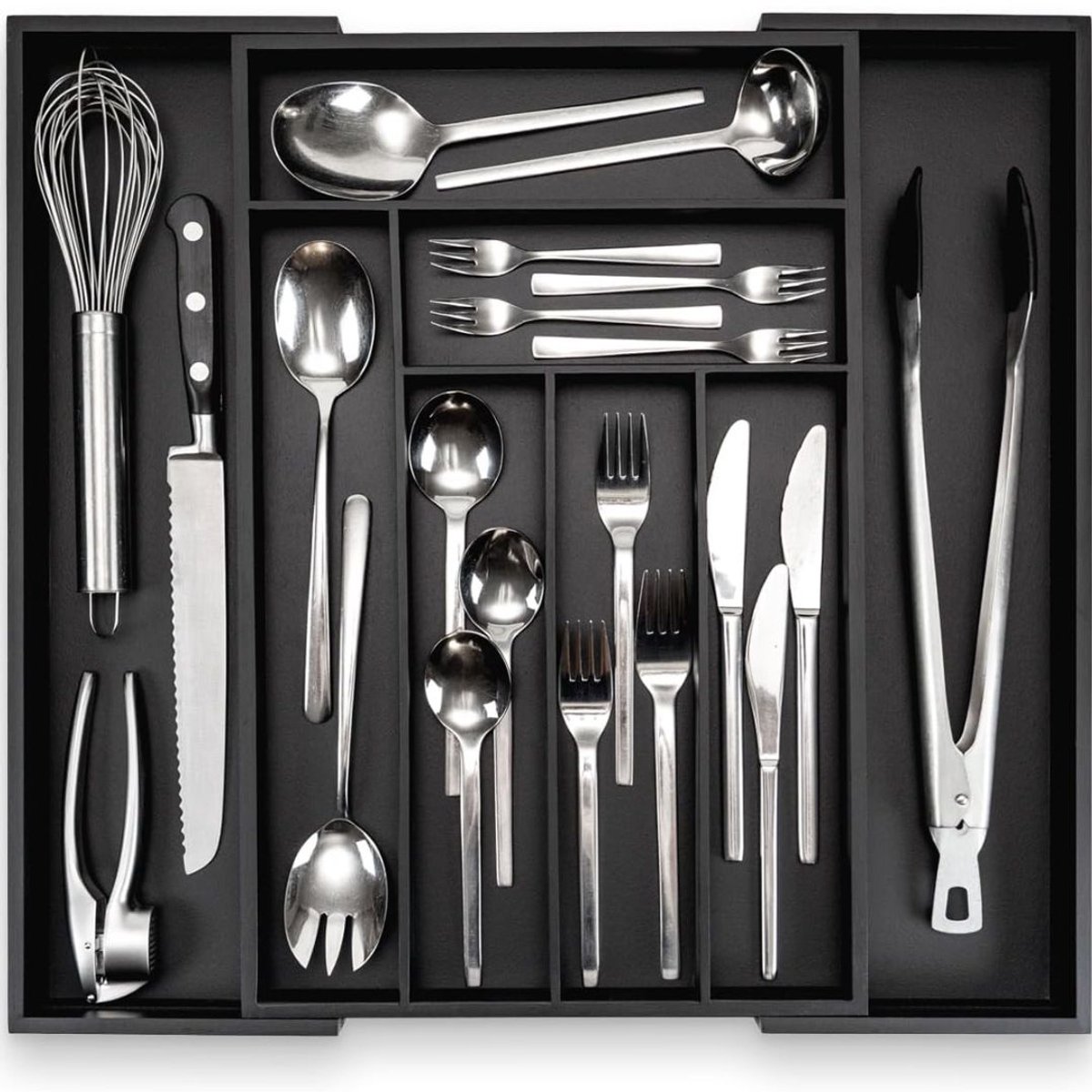 MRKK® Bestekbak 47 Diep - Lade Organizer - Besteklade - Zwart