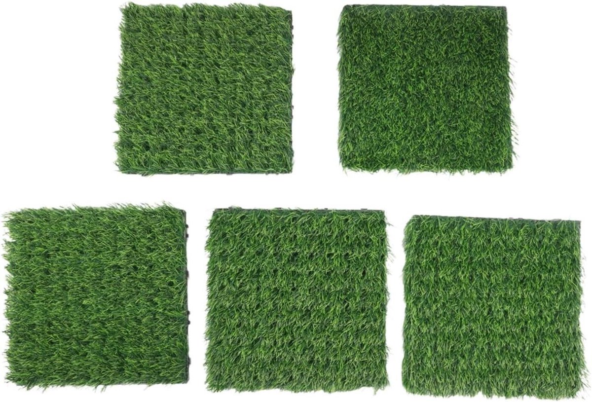 Kunstgras Tegels - Grasmatten - Tuin Decoratie - Zelfdrainend Ontwerp - 5 stuks 30x30cm - Groen