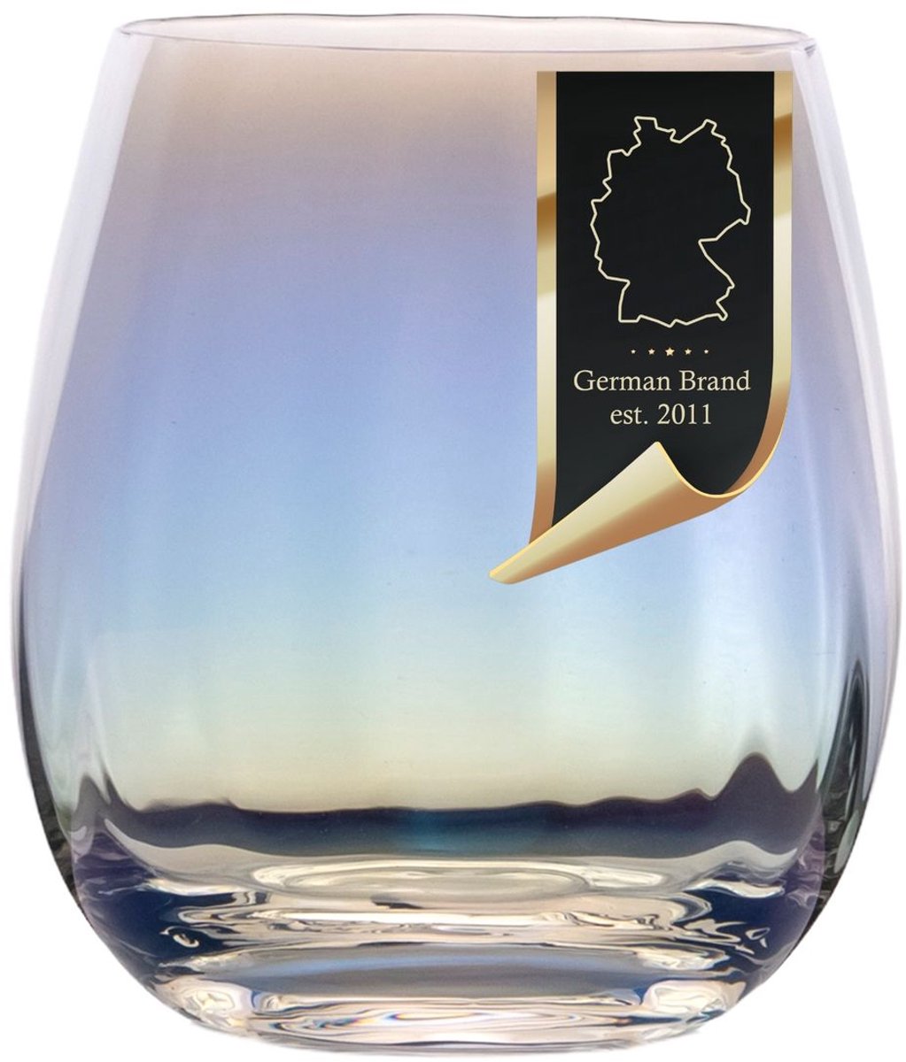 Intirilife Drinkglas met Regenboog Glinstering en Golvende Vorm - 380 ml Inhoud - Water Sap Glas Vaatwasmachinebestendig Schokbestendig Kristalglas