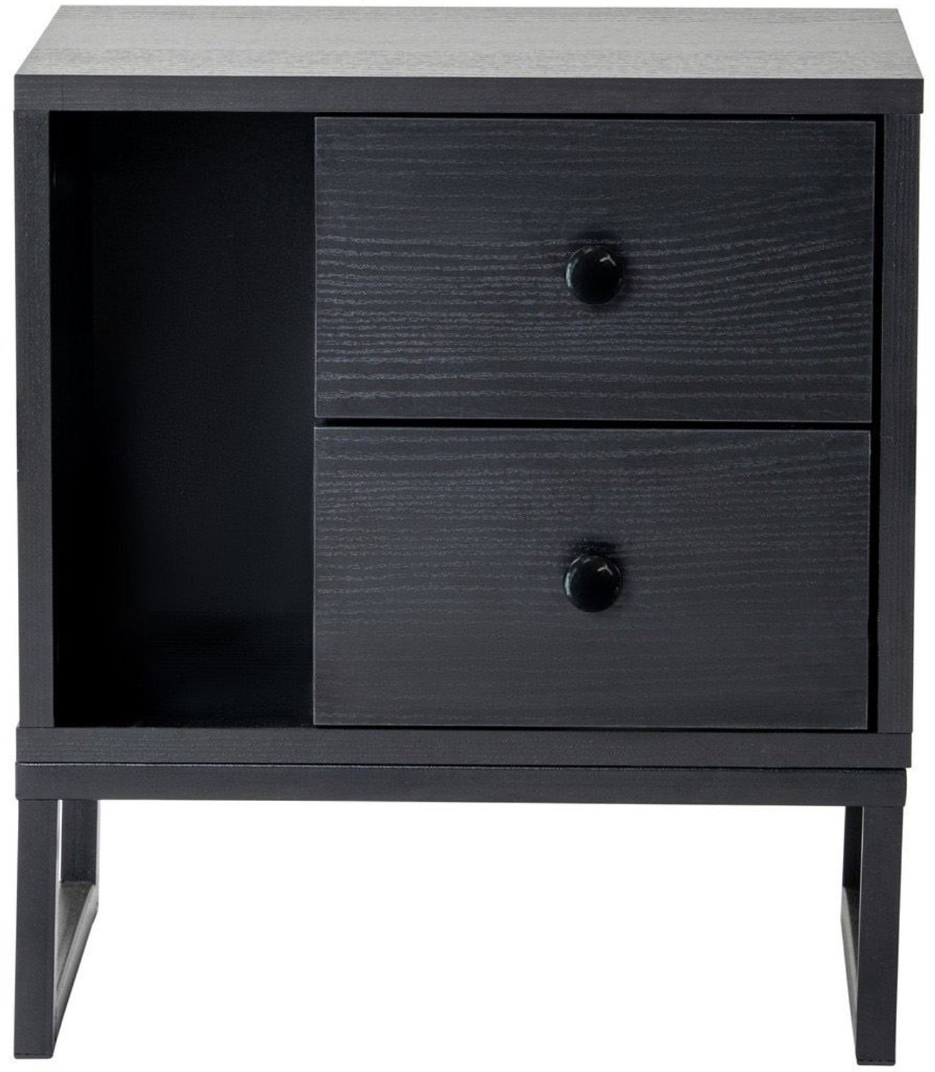 Skye Decor , Nachtkastje, Glimmer - Wood Black, Black, Gemelamineerde spaanplaat, Hout zwart & Zwart, 45 x 30 x 50 cm