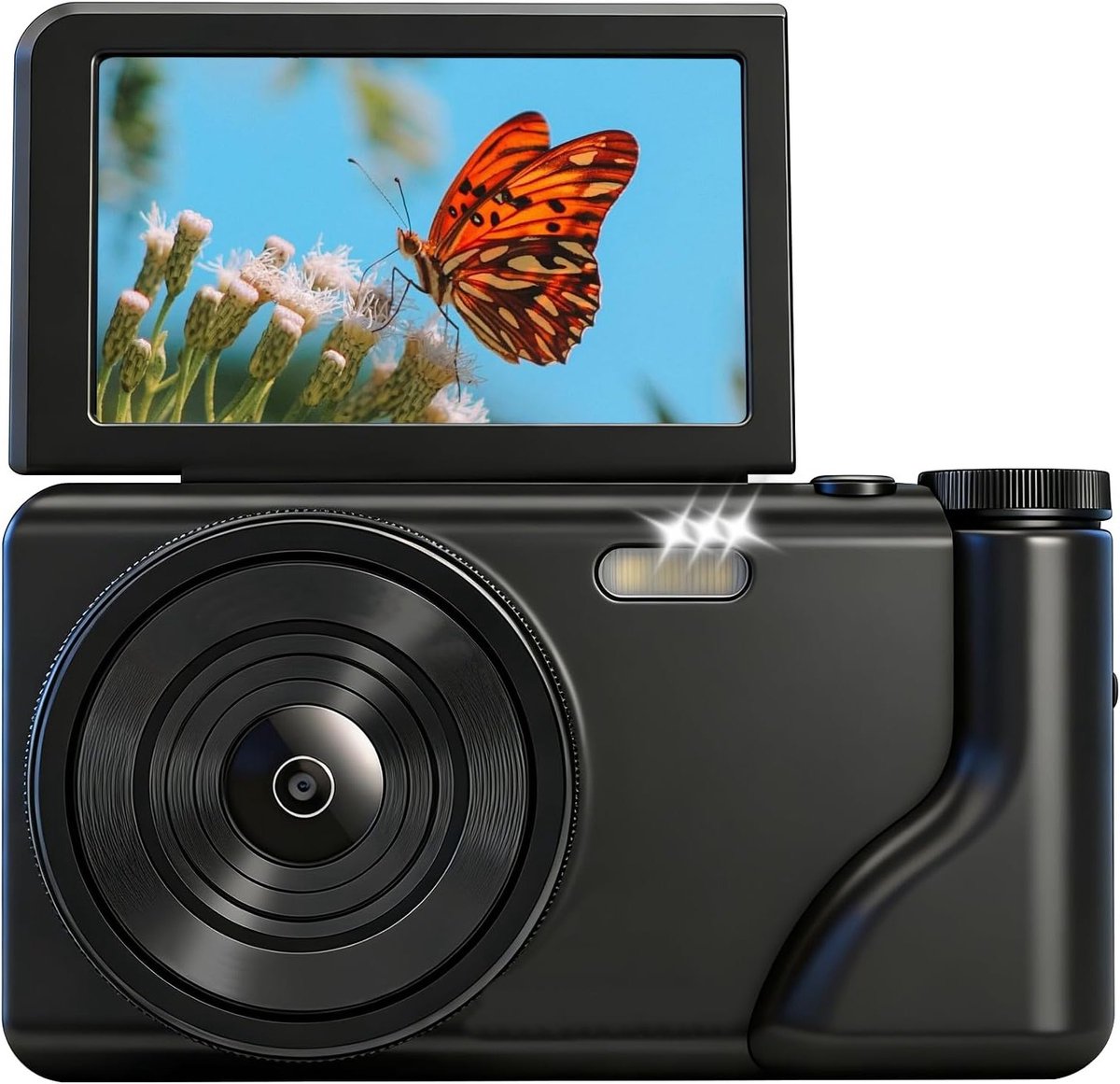 Digitale camera - Compacte camera - Vlog opnames maken - 180 graden flip scherm - 64 megapixel - Zwart