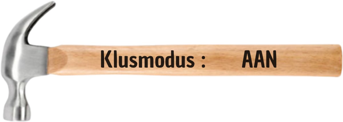Klusmodus : AAN - Klauwhamer met gravure - JM Woods - Cadeau voor Klusser - Verbouwing - Nieuwe Woning - Geschenk - Hamer - Tool